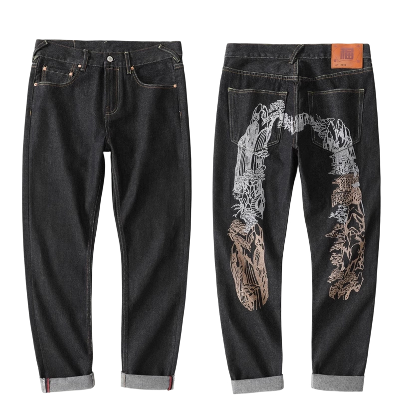 Evisu Mountain Landscape Arch Print Jeans OKZY2026386