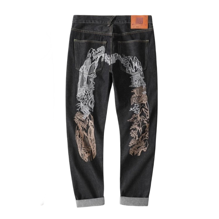 Evisu Mountain Landscape Arch Print Jeans OKZY2026386