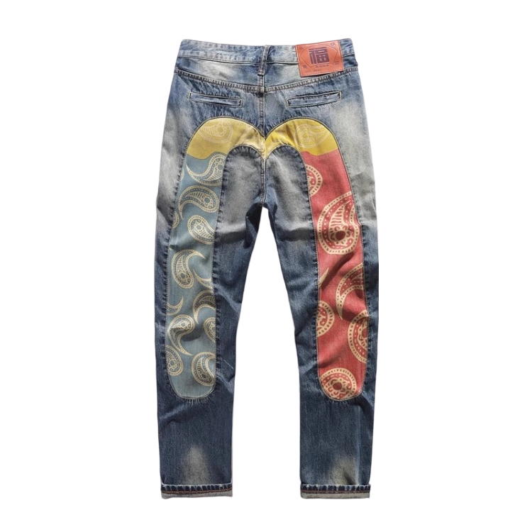 Evisu Color Block Paisley Big Daicock Jeans OKZY2026387