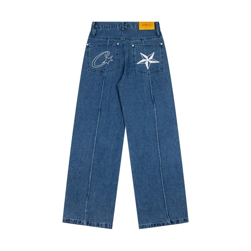 Corteiz Star Embroidery Blue Jeans OKZY2026398