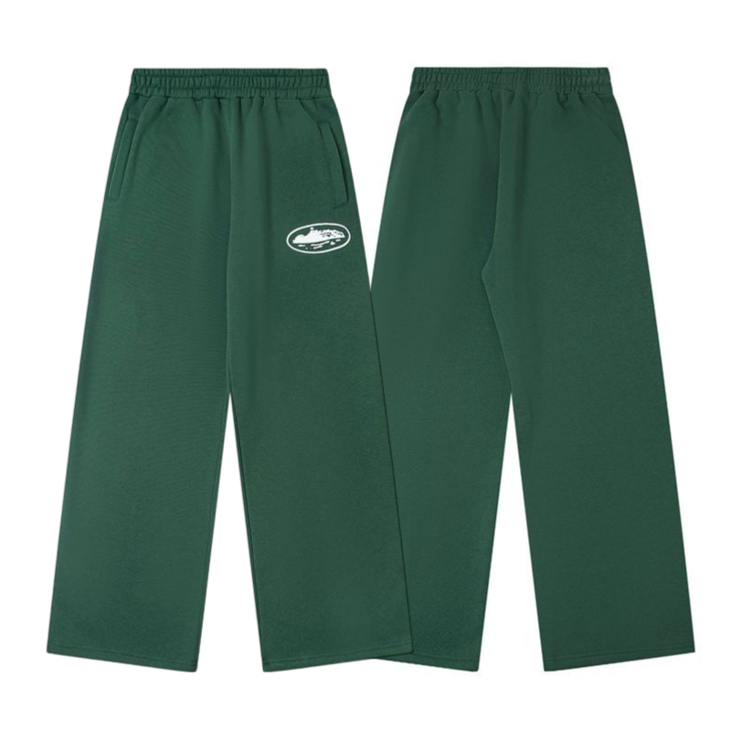 Corteiz Island Logo Green Wide Sweatpants OKZY2026406