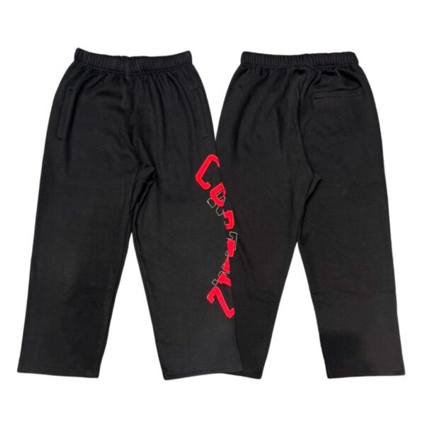 Corteiz Side Red Logo Black Straight Sweatpants OKZY2026430