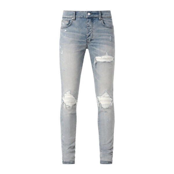 Amiri White Stripe Patch Ripped Jeans OKZY202643