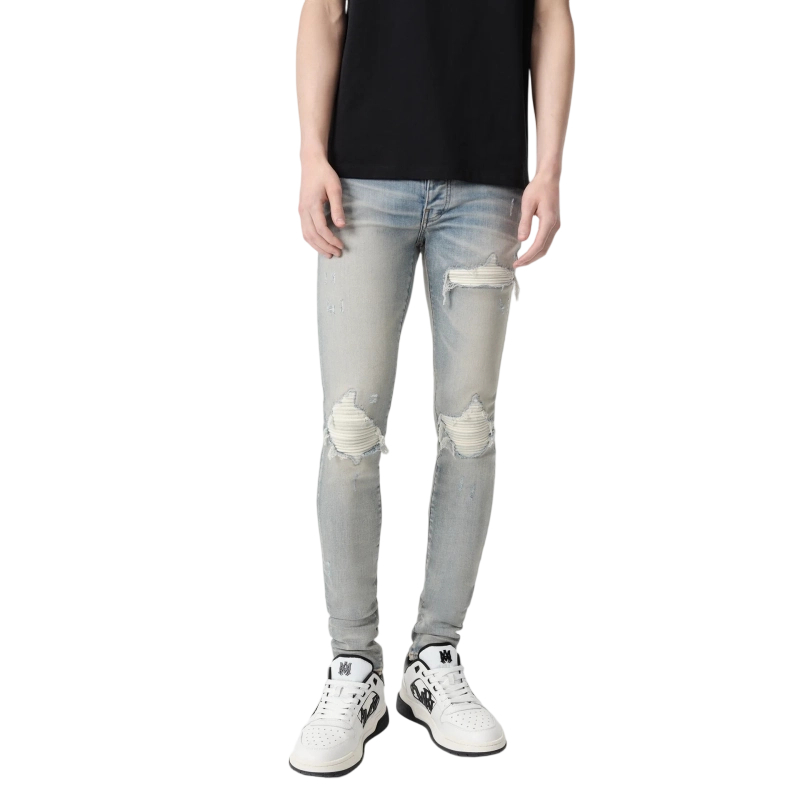 Amiri White Stripe Patch Ripped Jeans OKZY202643