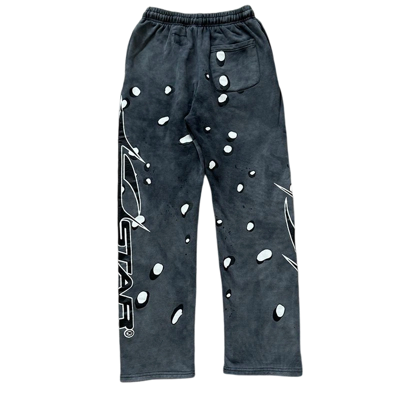 Hellstar Washed Grey Dot Print Flare Pants OKZY2026443