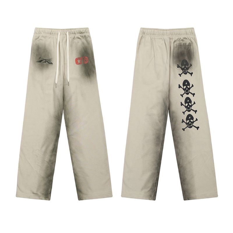 Hellstar Faded Beige Skull Stacked Sweatpants OKZY2026445