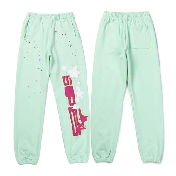 Sp5der Mint Green Side Star Logo Sweatpants OKZY2026457