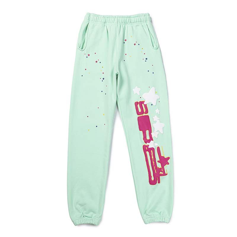 Sp5der Mint Green Side Star Logo Sweatpants OKZY2026457