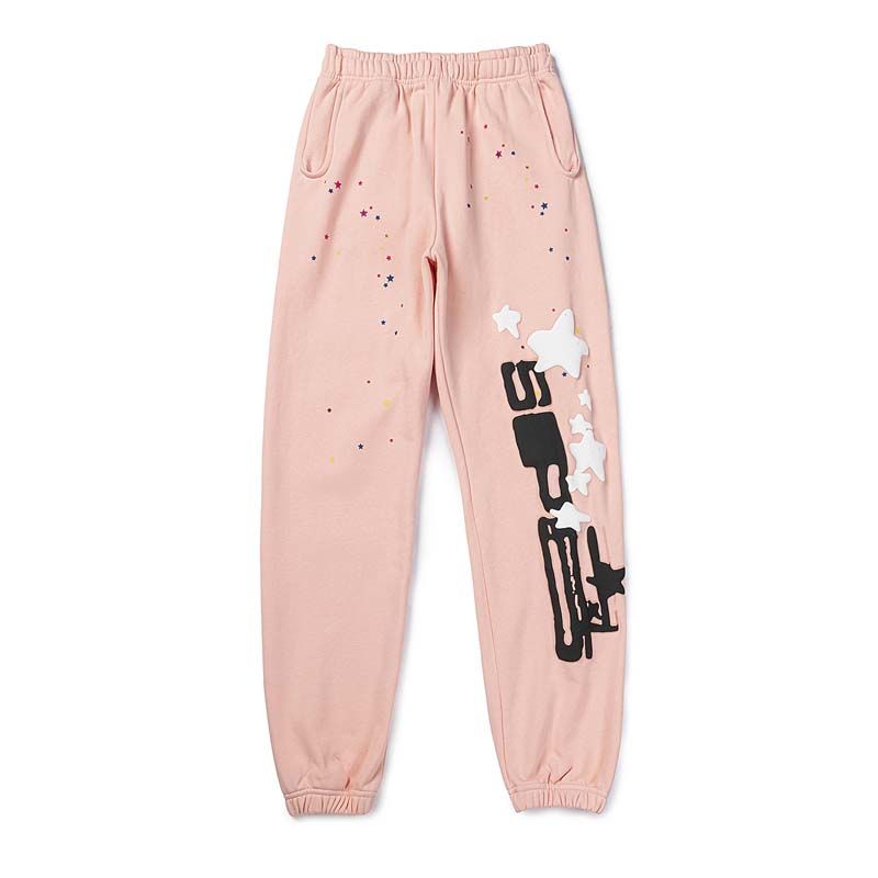 Sp5der Pink Side Star Logo Sweatpants OKZY2026458