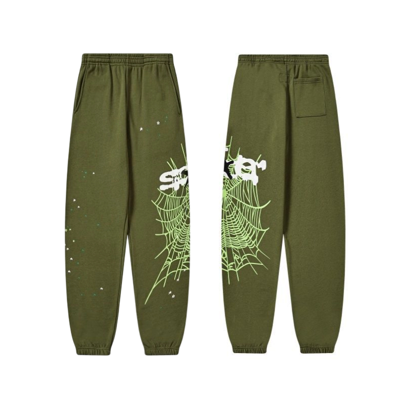 Sp5der Olive Web Star Sweatpants OKZY2026462