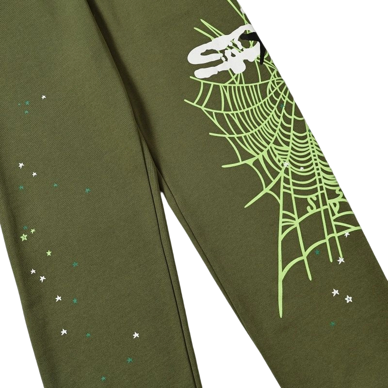 Sp5der Olive Web Star Sweatpants OKZY2026462