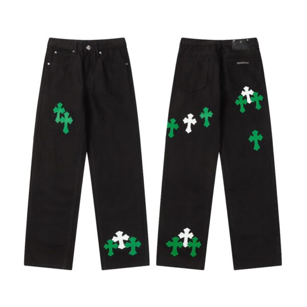 Chrome Hearts Green White Cross Patch Jeans OKZY2026466