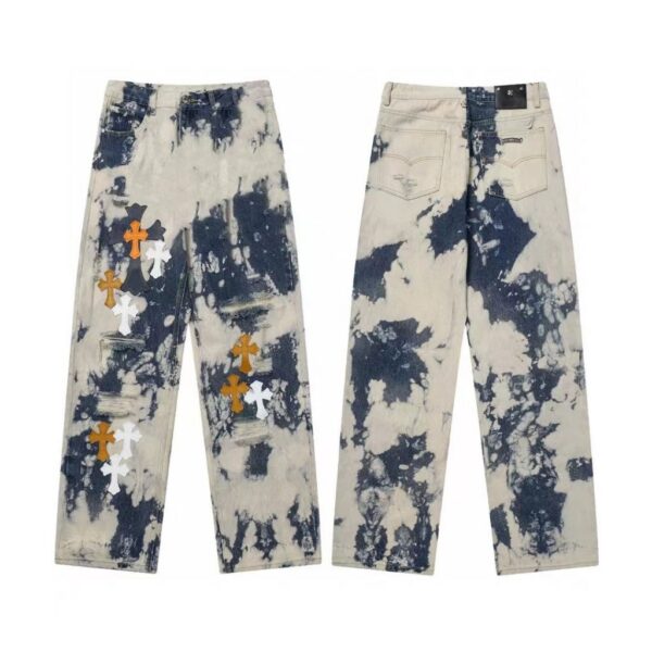Chrome Hearts Tie Dye Distressed Cross Patch Jeans OKZY2026469