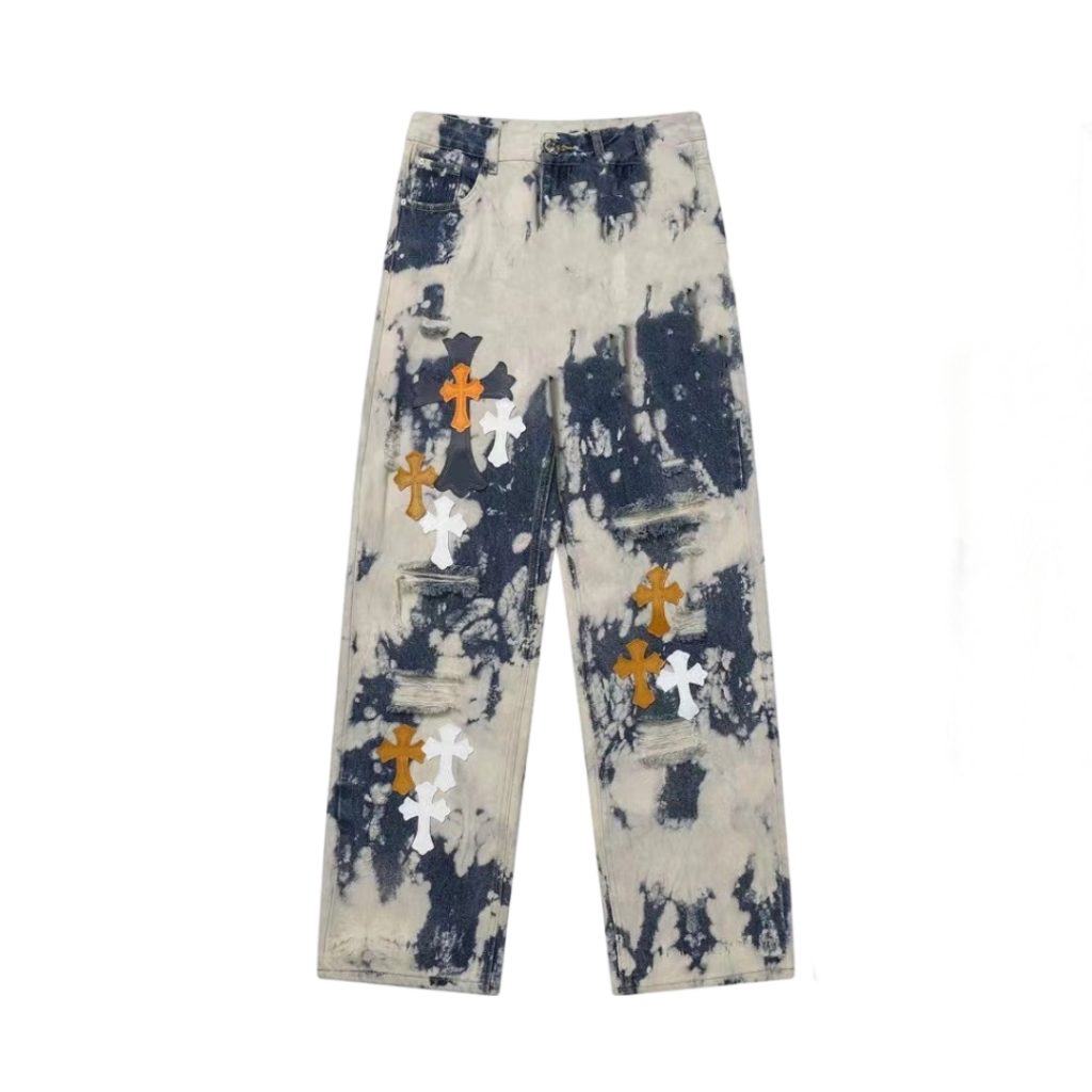 Chrome Hearts Tie Dye Distressed Cross Patch Jeans OKZY2026469