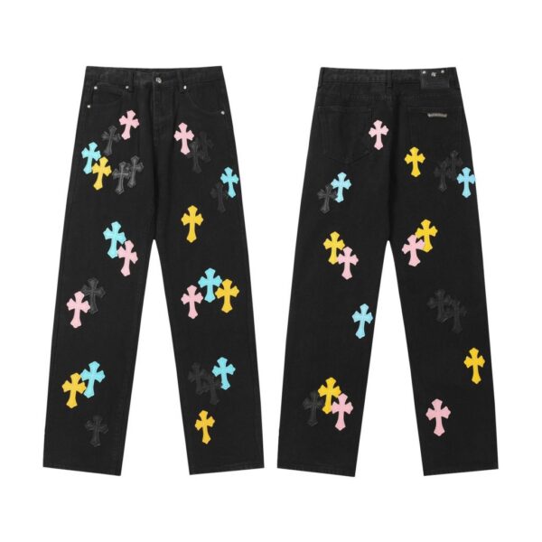 Chrome Hearts Multicolor Cross Patch Black Jeans OKZY2026470