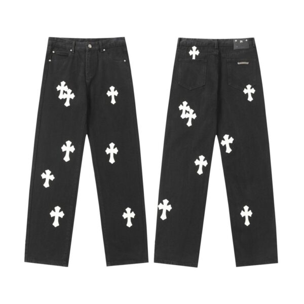 Chrome Hearts White Cross Patch Black Jeans OKZY2026478