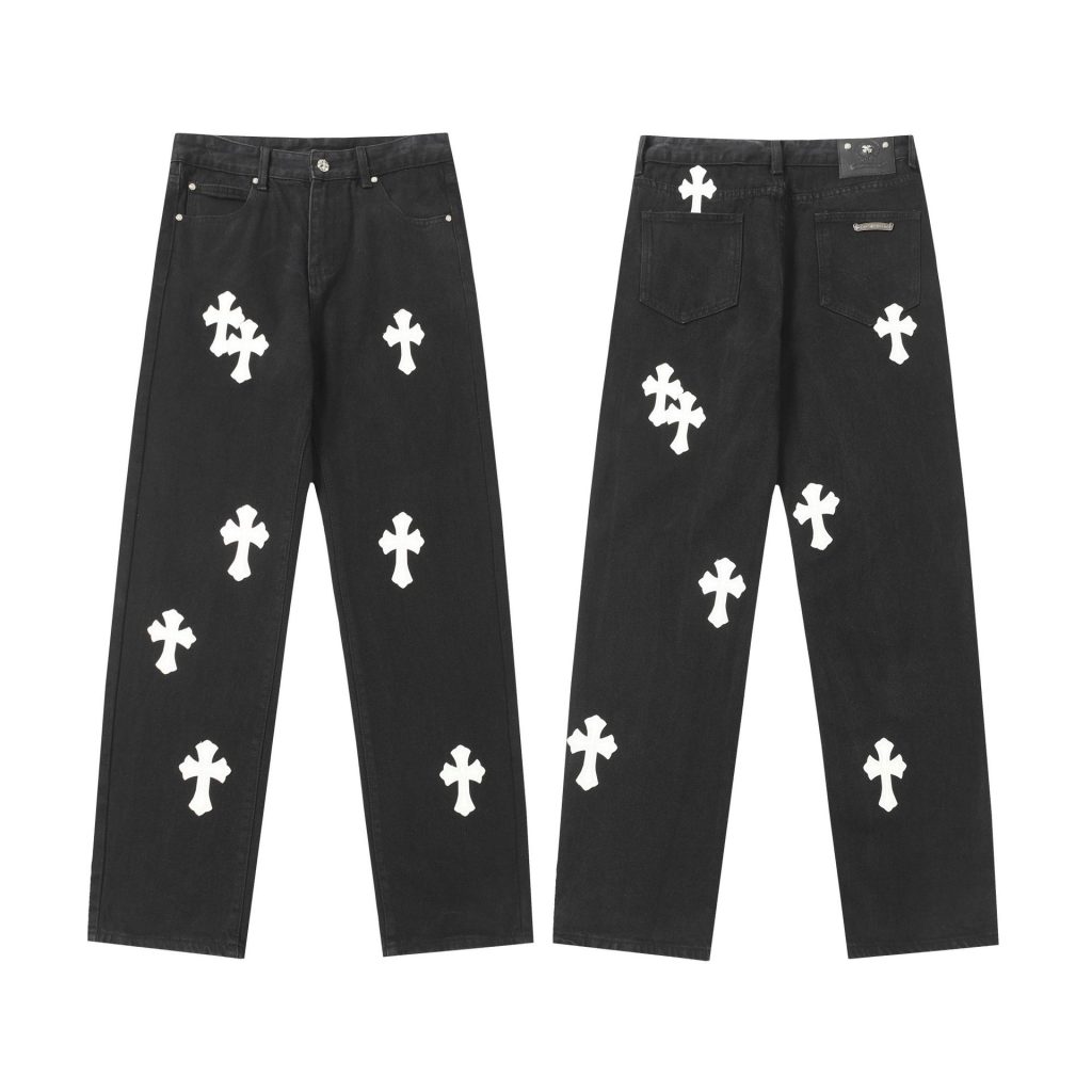 Chrome Hearts White Cross Patch Black Jeans OKZY2026478