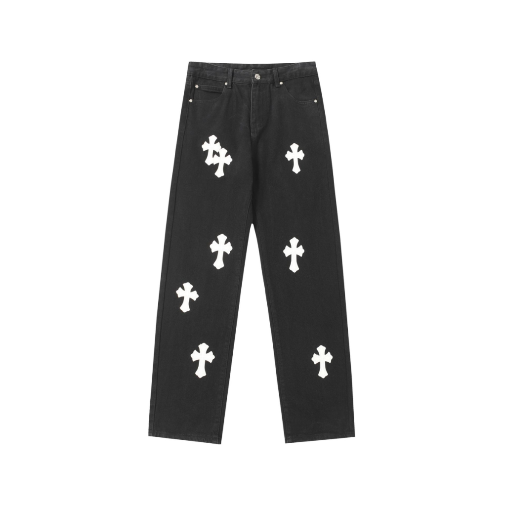 Chrome Hearts White Cross Patch Black Jeans OKZY2026478