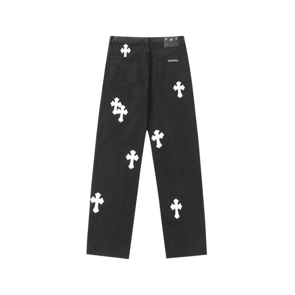 Chrome Hearts White Cross Patch Black Jeans OKZY2026478