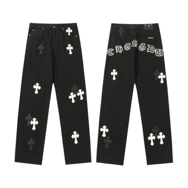 Chrome Hearts Letter & Cross Patch Black Jeans OKZY2026485