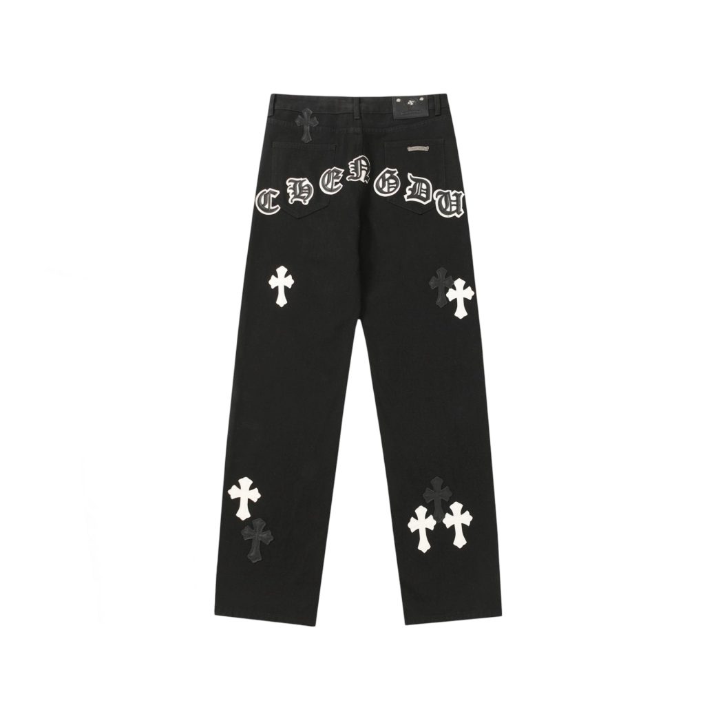 Chrome Hearts Letter & Cross Patch Black Jeans OKZY2026485