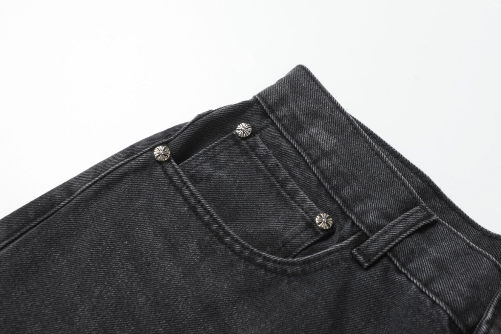 Chrome Hearts All Black Embossed Cross Patch Dark Wash Jeans OKZY2026488
