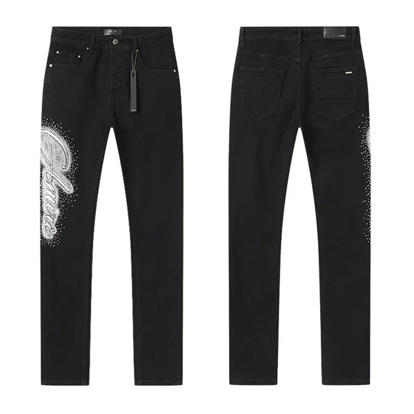 Amiri Crystal Logo Distressed Denim OKZY202648