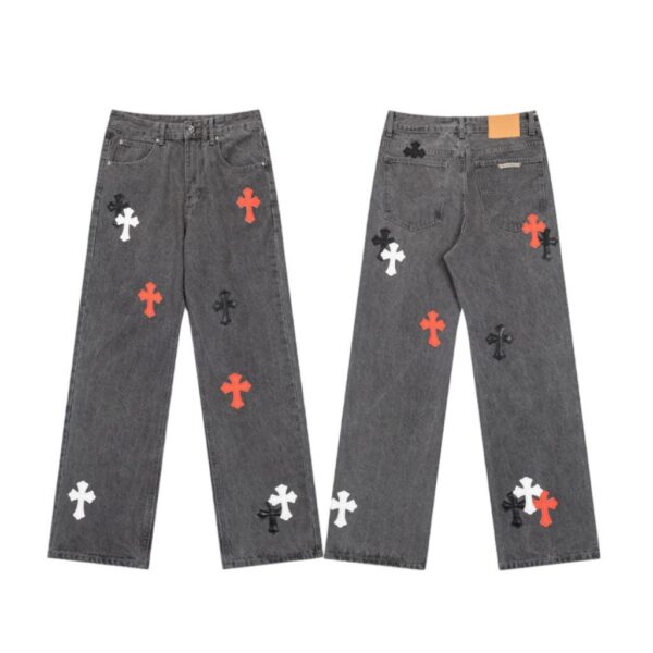 Chrome Hearts Multi Color Cross Patch Grey Jeans OKZY2026492