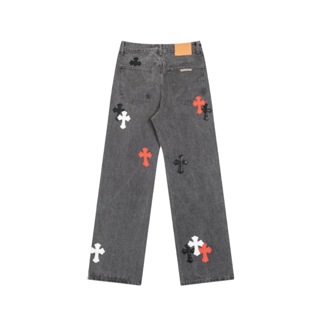 Chrome Hearts Multi Color Cross Patch Grey Jeans OKZY2026492