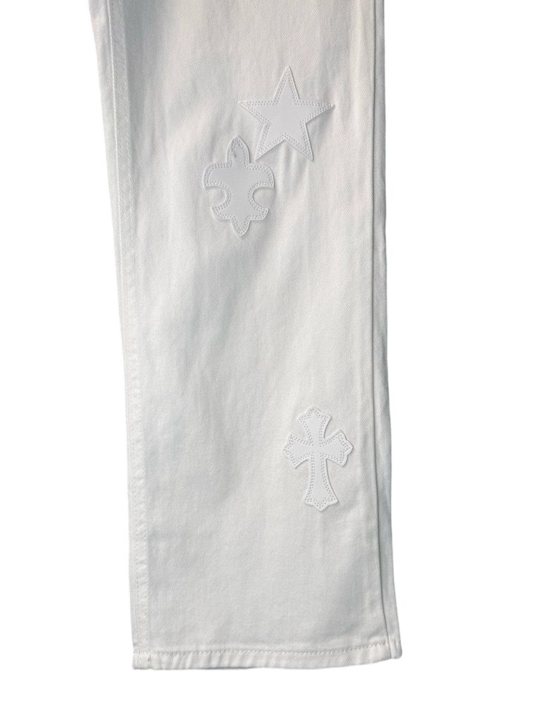 Chrome Hearts White Embossed Cross Jeans OKZY2026493