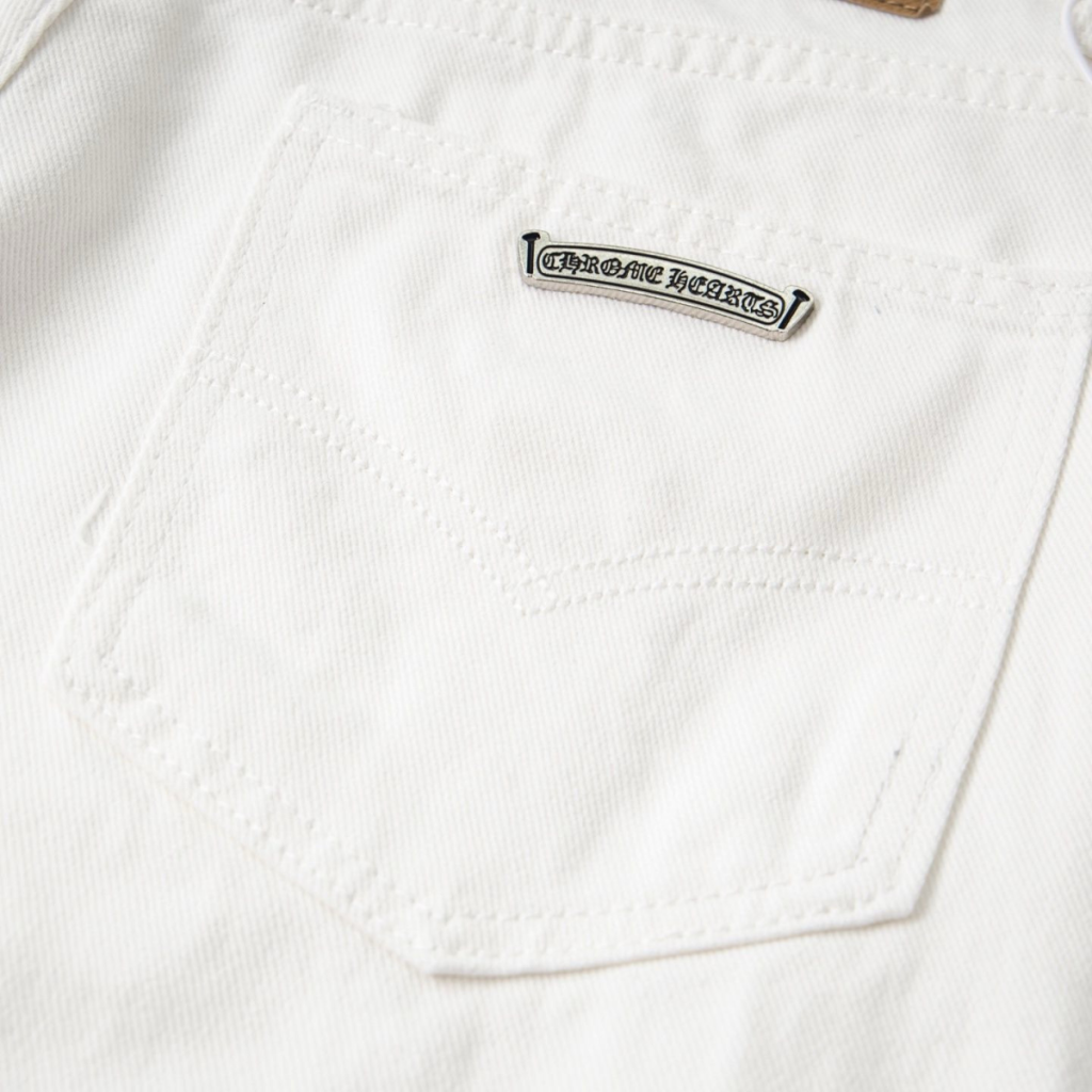 Chrome Hearts White Embossed Cross Jeans OKZY2026493