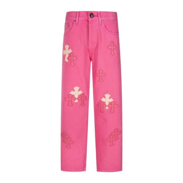 Chrome Hearts Pink Cross Patch Jeans OKZY2026495