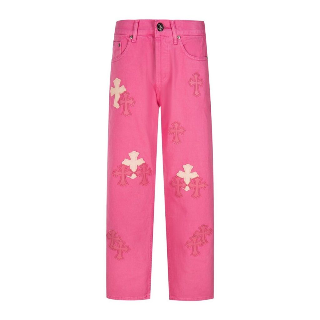 Chrome Hearts Pink Cross Patch Jeans OKZY2026495