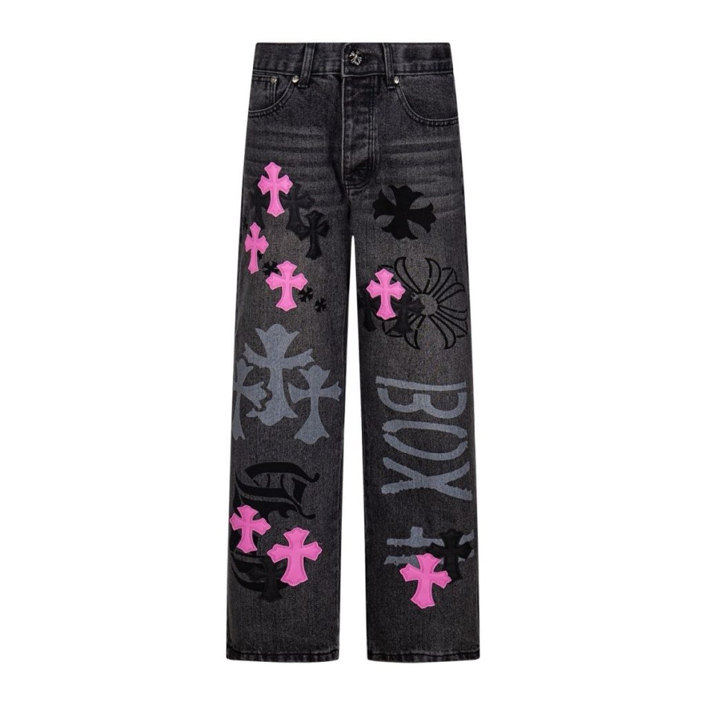 Chrome Hearts Pink Cross Vintage Black Jeans OKZY2026497