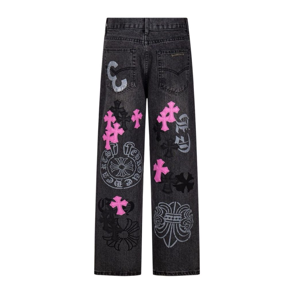 Chrome Hearts Pink Cross Vintage Black Jeans OKZY2026497
