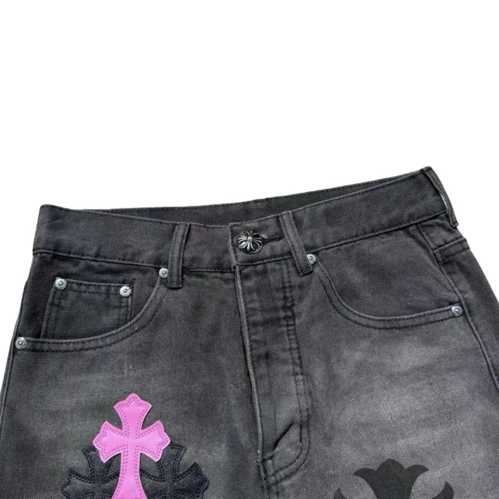 Chrome Hearts Pink Cross Vintage Black Jeans OKZY2026497