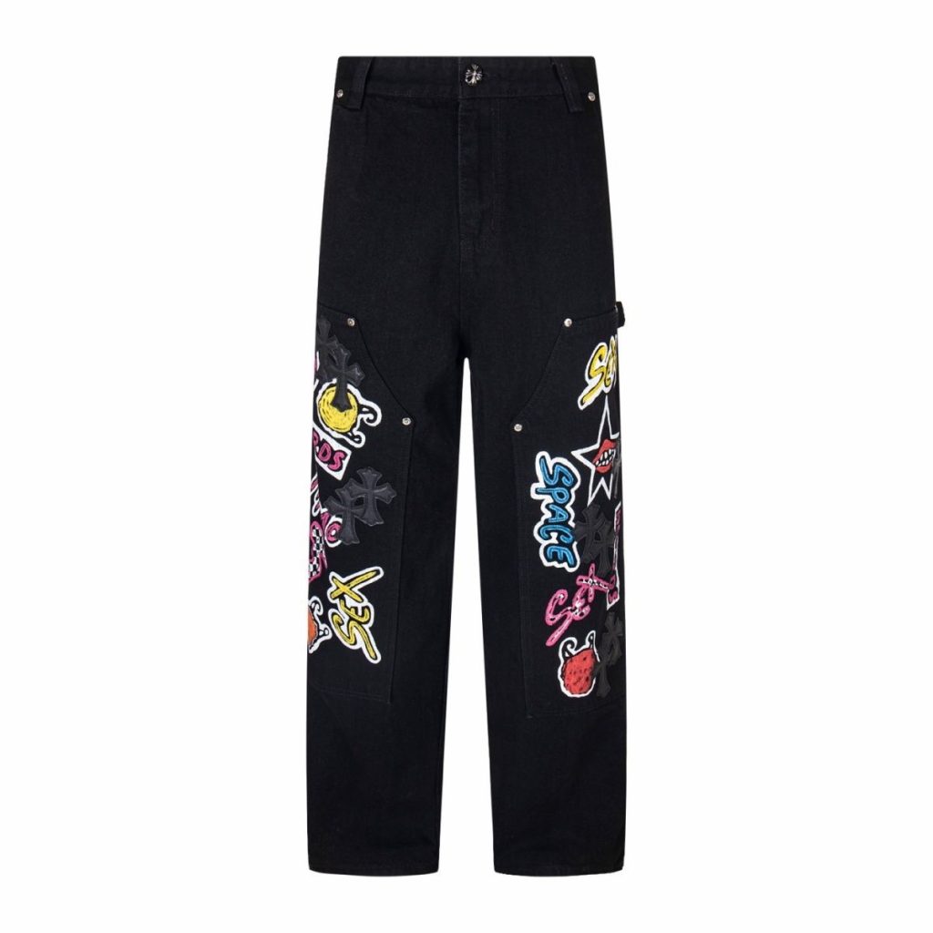 Chrome Hearts Cartoon Print Cross Cargo Jeans OKZY2026498