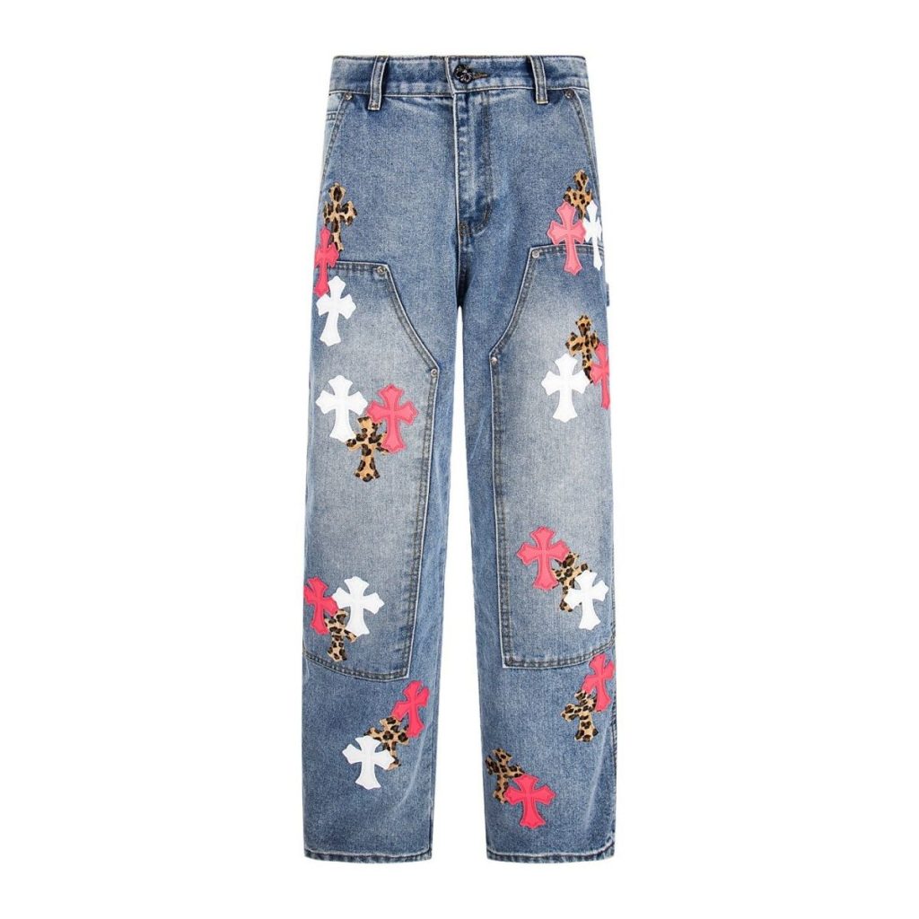 Chrome Hearts Leopard Pink White Cross Patch Carpenter Jeans OKZY2026499