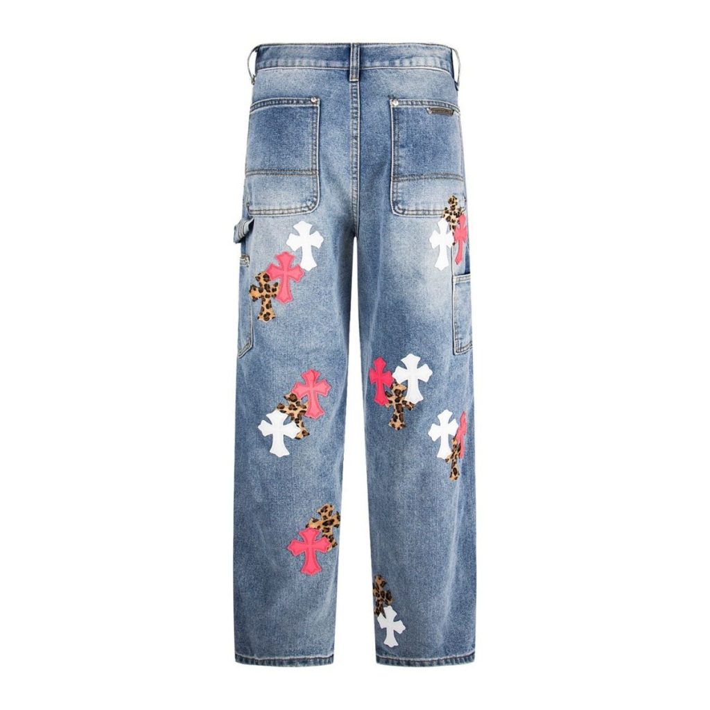 Chrome Hearts Leopard Pink White Cross Patch Carpenter Jeans OKZY2026499