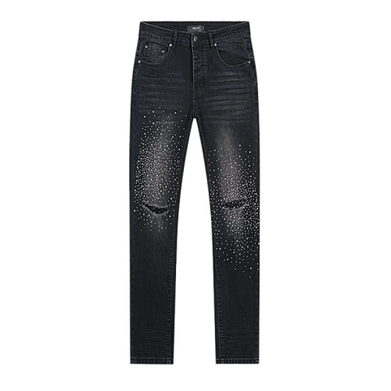 Amiri Scattered Rhinestone Ripped Black Jeans OKZY202649
