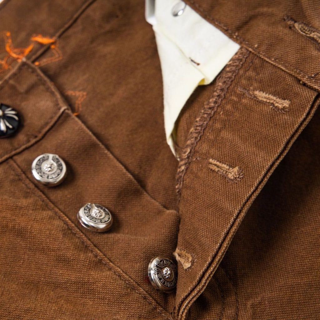 Chrome Hearts Brown Orange Black Cross Patch Carpenter Jeans OKZY2026501