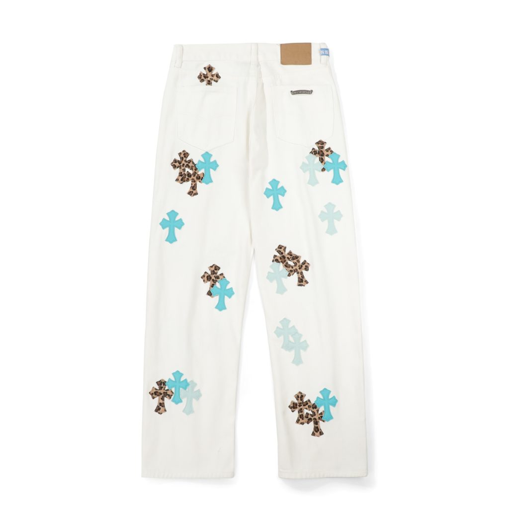 Chrome Hearts White Green Zebra Cross Patch Jeans OKZY2026503