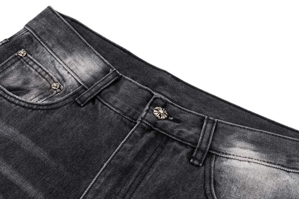Chrome Hearts Vintage Black Red Cross Fringe Jeans OKZY2026505