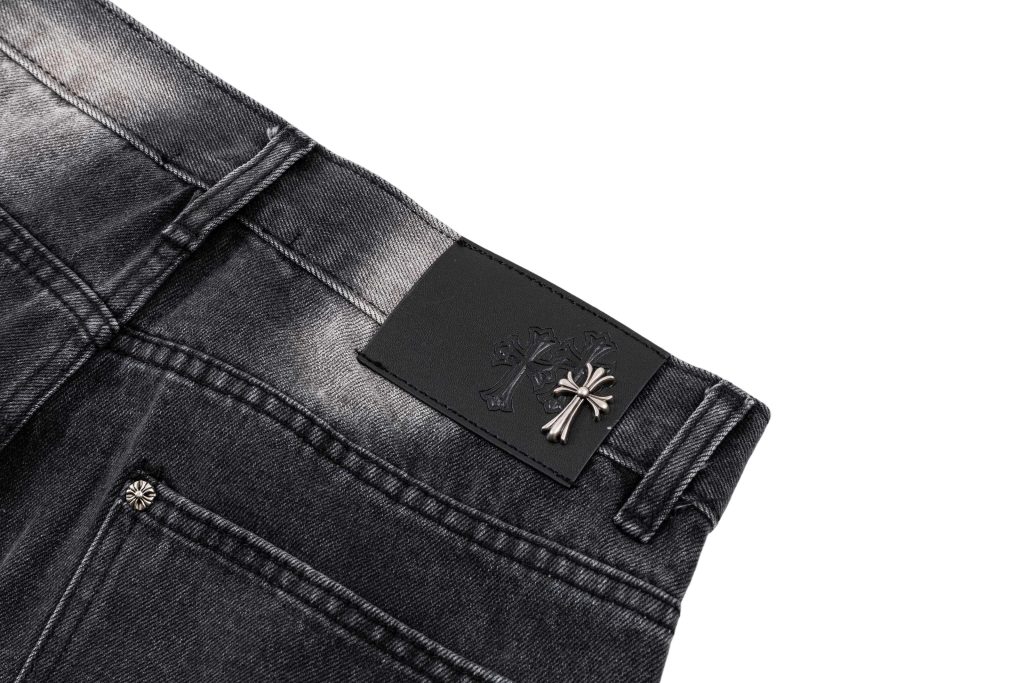 Chrome Hearts Vintage Black Red Cross Fringe Jeans OKZY2026505