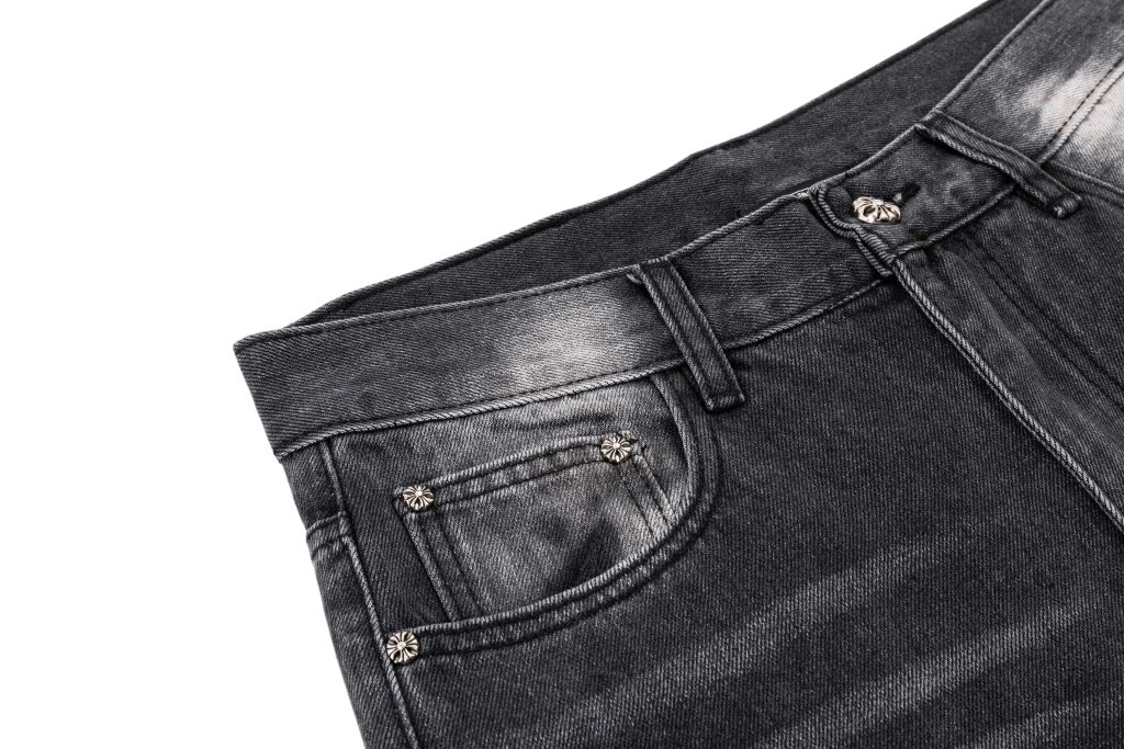 Chrome Hearts Vintage Black Red Cross Fringe Jeans OKZY2026505
