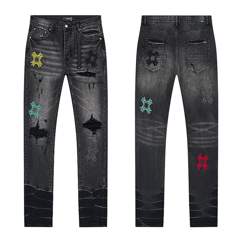 Amiri Black Wash Cross Distressed Denim OKZY202651