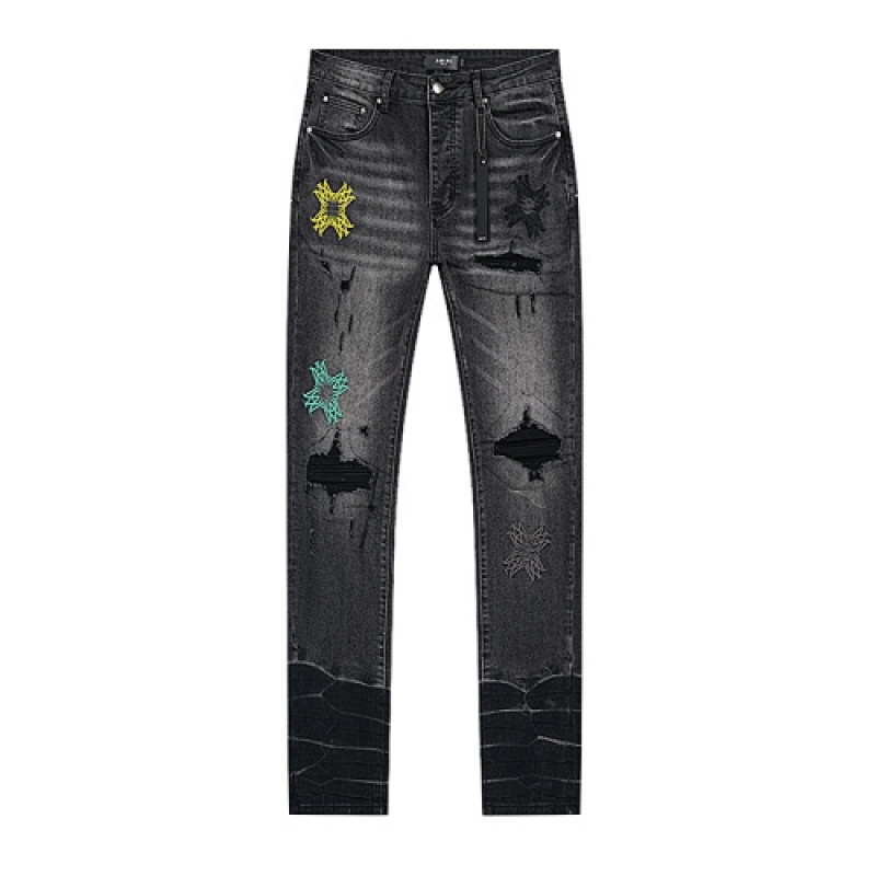 Amiri Black Wash Cross Distressed Denim OKZY202651
