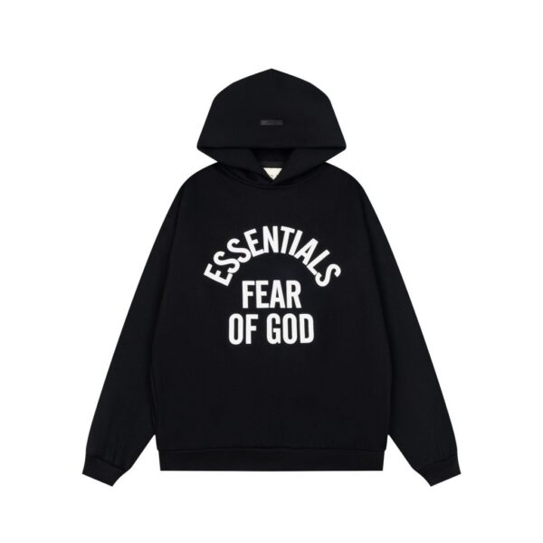 Essentials Arch Text Black Hoodie OKZY2026524