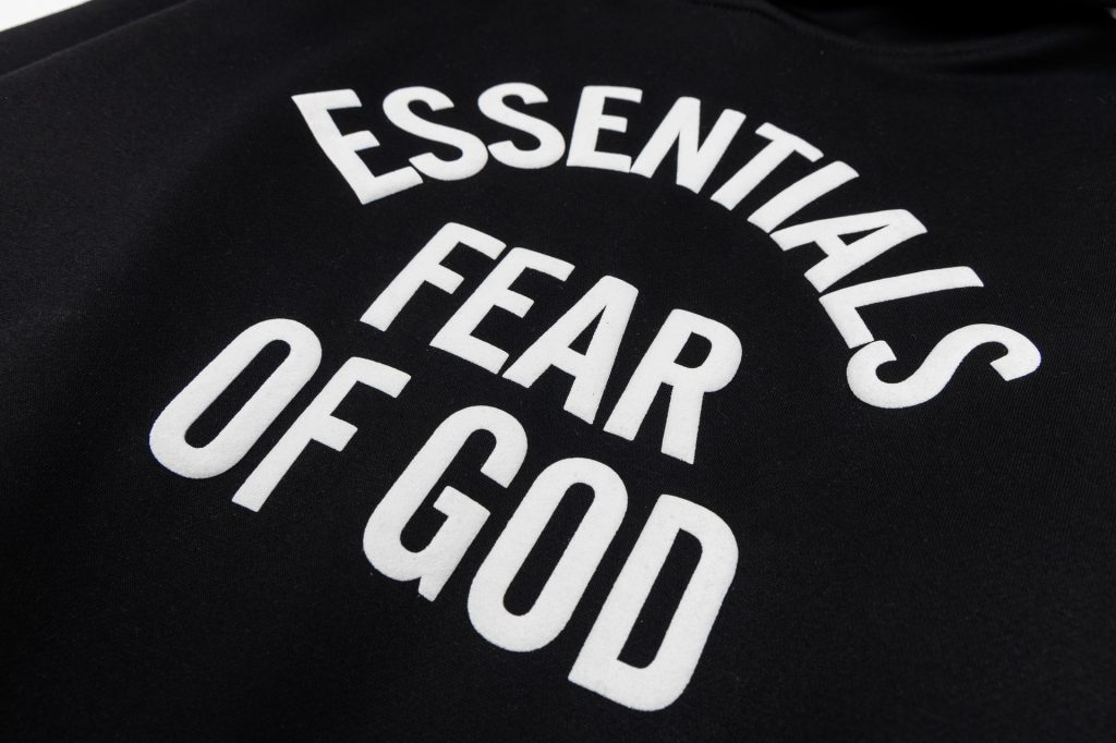 Essentials Arch Text Black Hoodie OKZY2026524