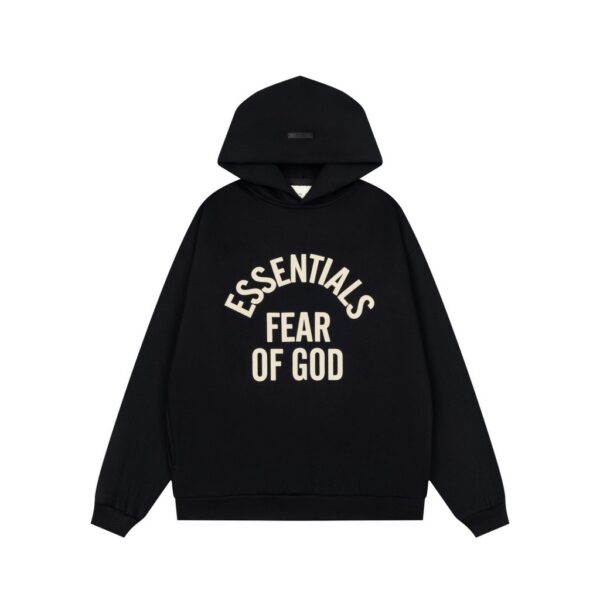 Essentials Arch Text Cream Black Hoodie OKZY2026525